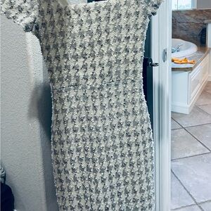 Vintage Ralph Lauren Elegant Gray Textured Dress